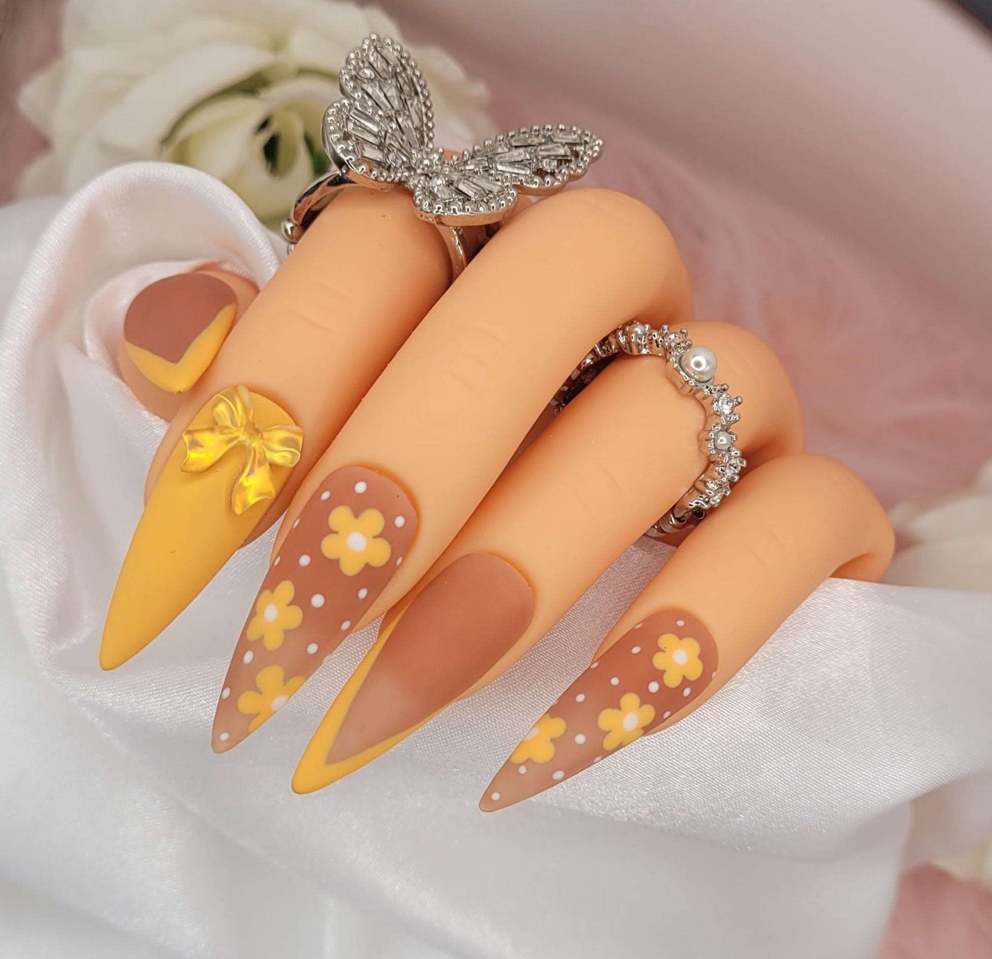 Get trendy with Orange You Glad You Picked Me - press on nails available at Kiss My Polish.