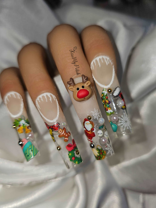 Get trendy with Christmas Fun - press on nails available at Kiss My Polish.