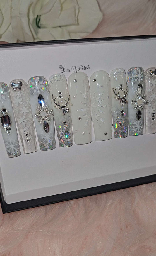 Get trendy with Frosty - press on nails available at Kiss My Polish.