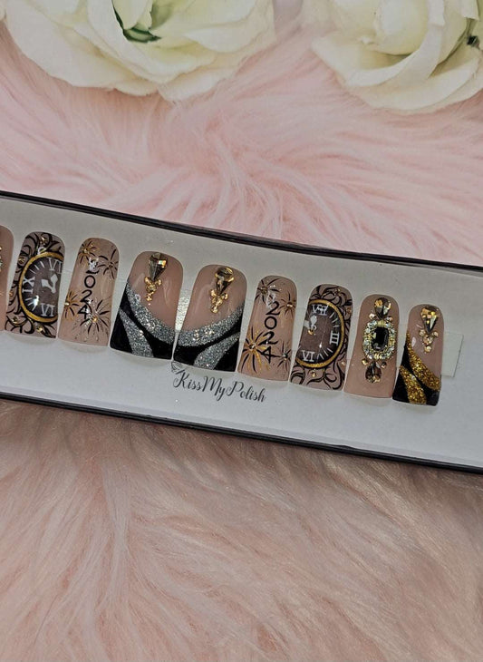 Get trendy with New Years - press on nails available at Kiss My Polish.