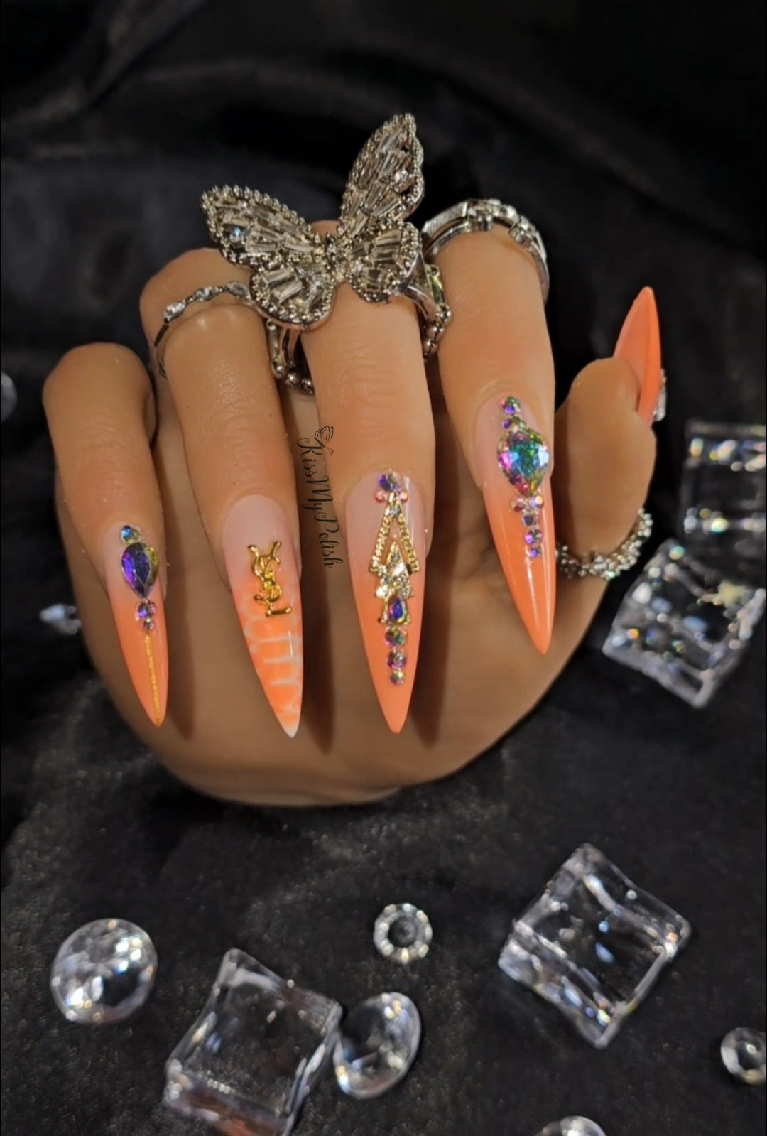 Get trendy with Orange Dream - press on nails available at Kiss My Polish.