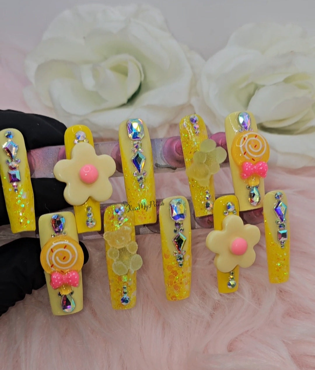 Get trendy with Kawaii Dreams Pink & Yellow Sets - press on nails available at Kiss My Polish.