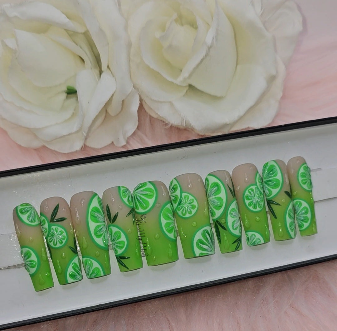 Get trendy with Limeonade - press on nails available at Kiss My Polish.