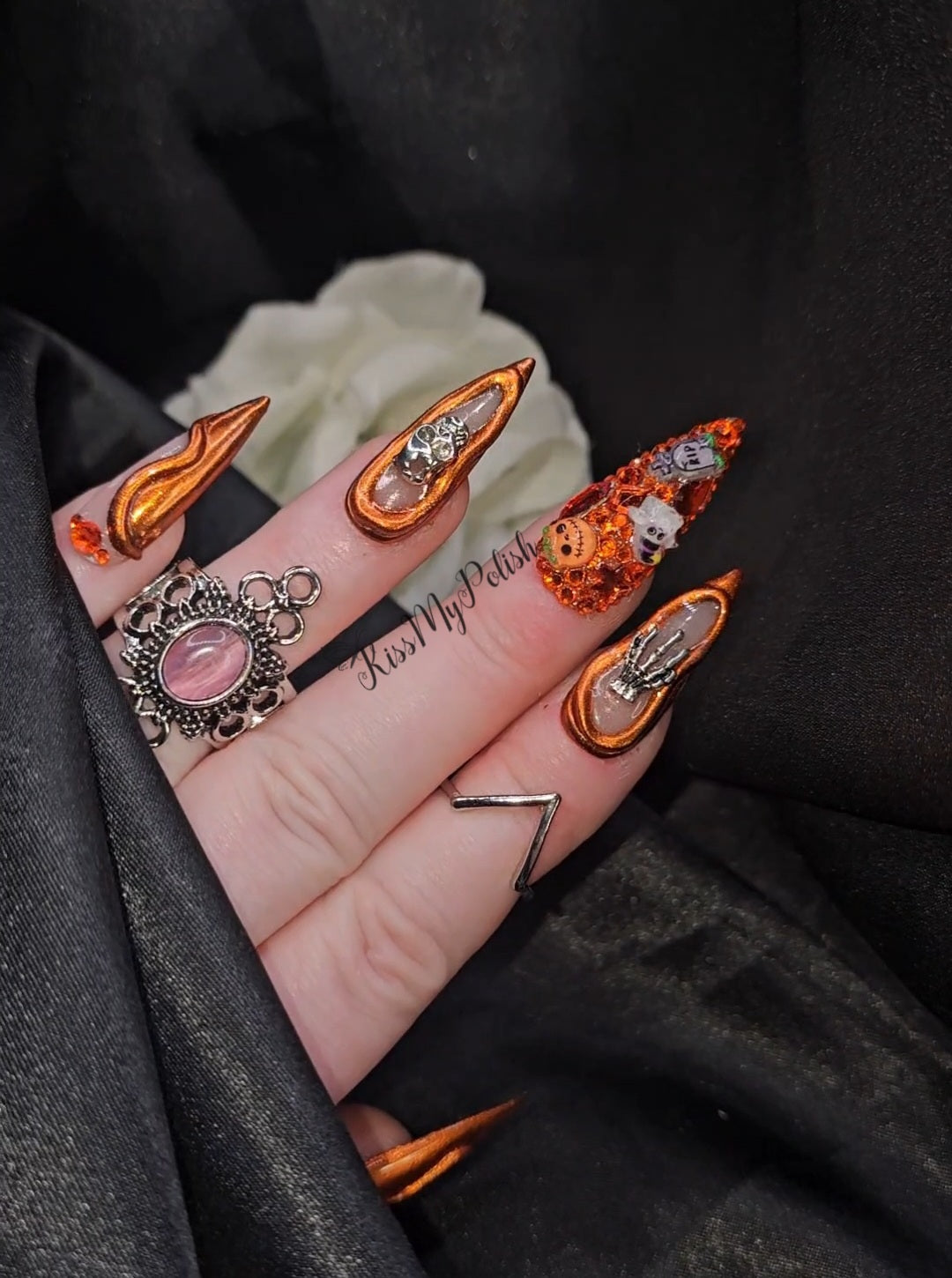 Get trendy with Spooky Chrome - press on nails available at Kiss My Polish.