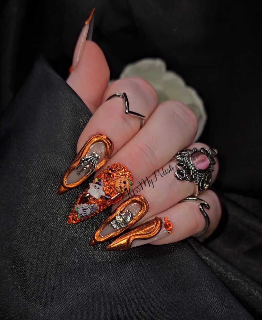 Get trendy with Spooky Chrome - press on nails available at Kiss My Polish.