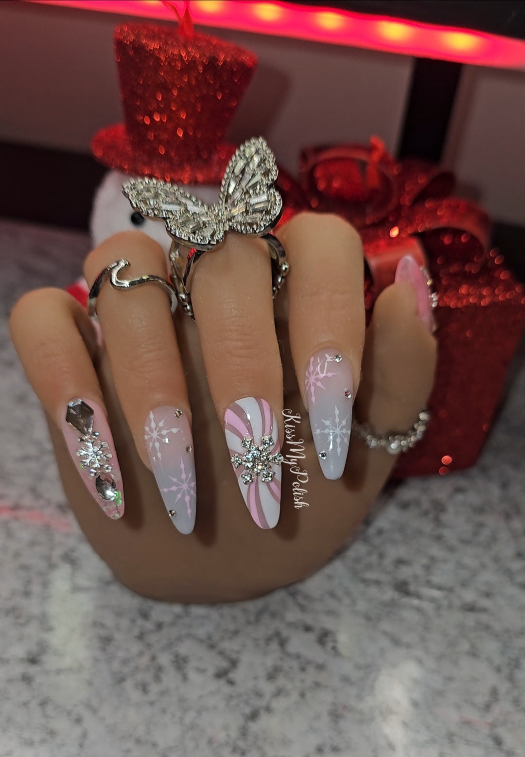 Get trendy with Classy Holiday - press on nails available at Kiss My Polish.