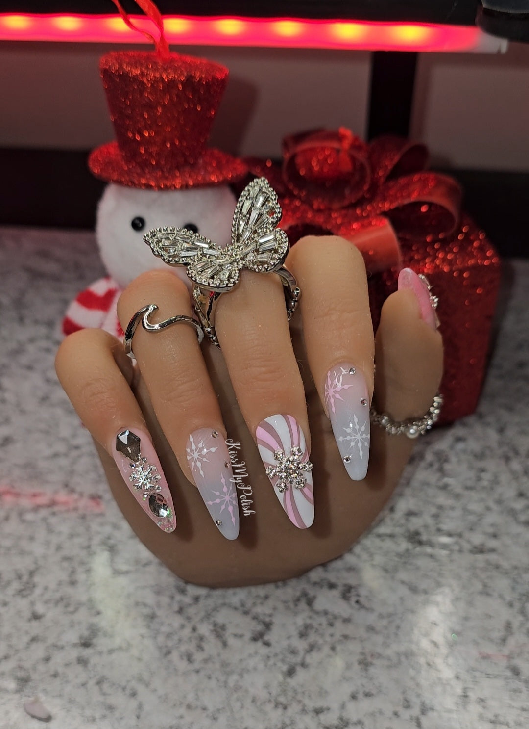 Get trendy with Classy Holiday - press on nails available at Kiss My Polish.