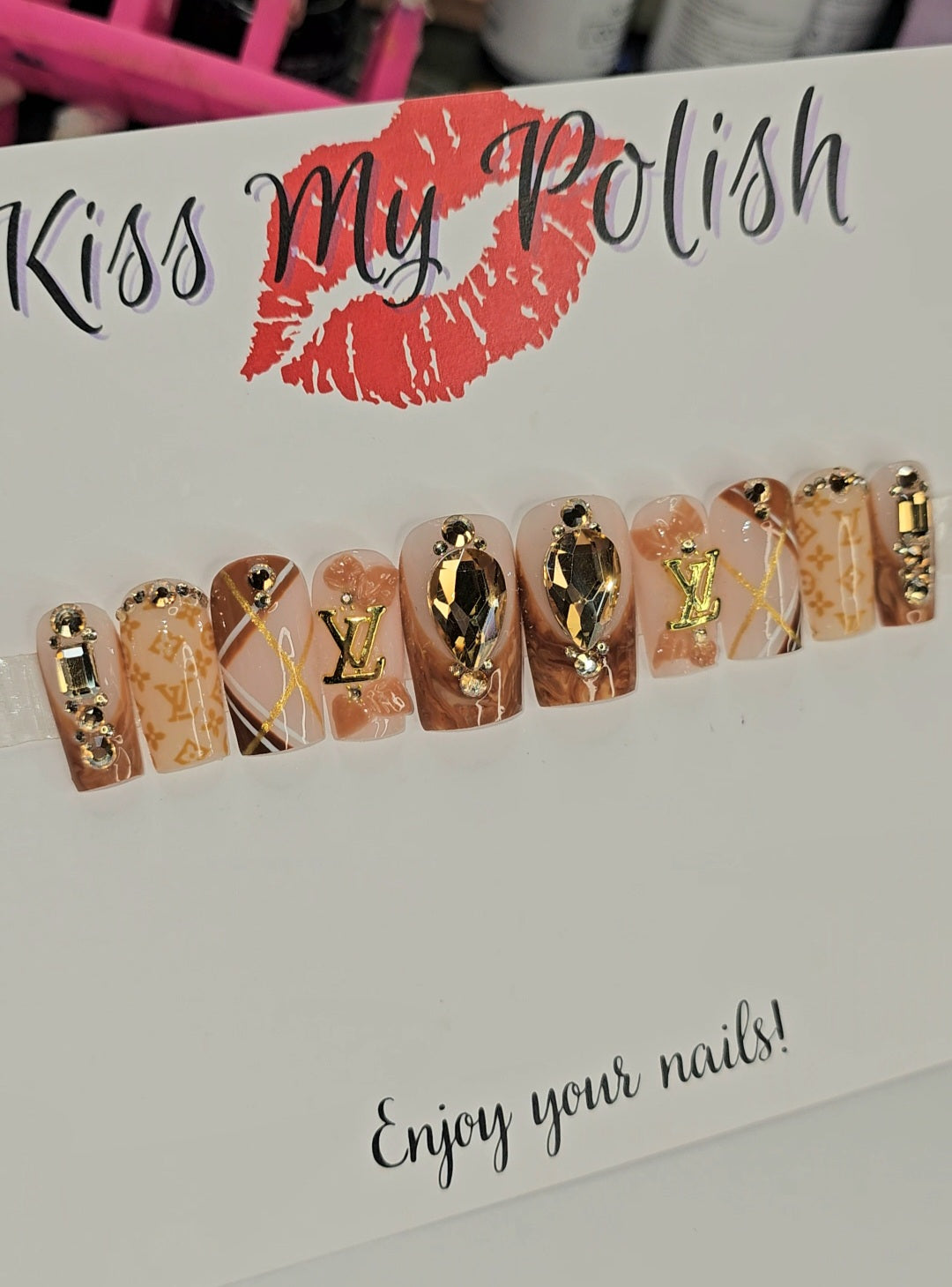 Get trendy with Gold Mine - press on nails available at Kiss My Polish.