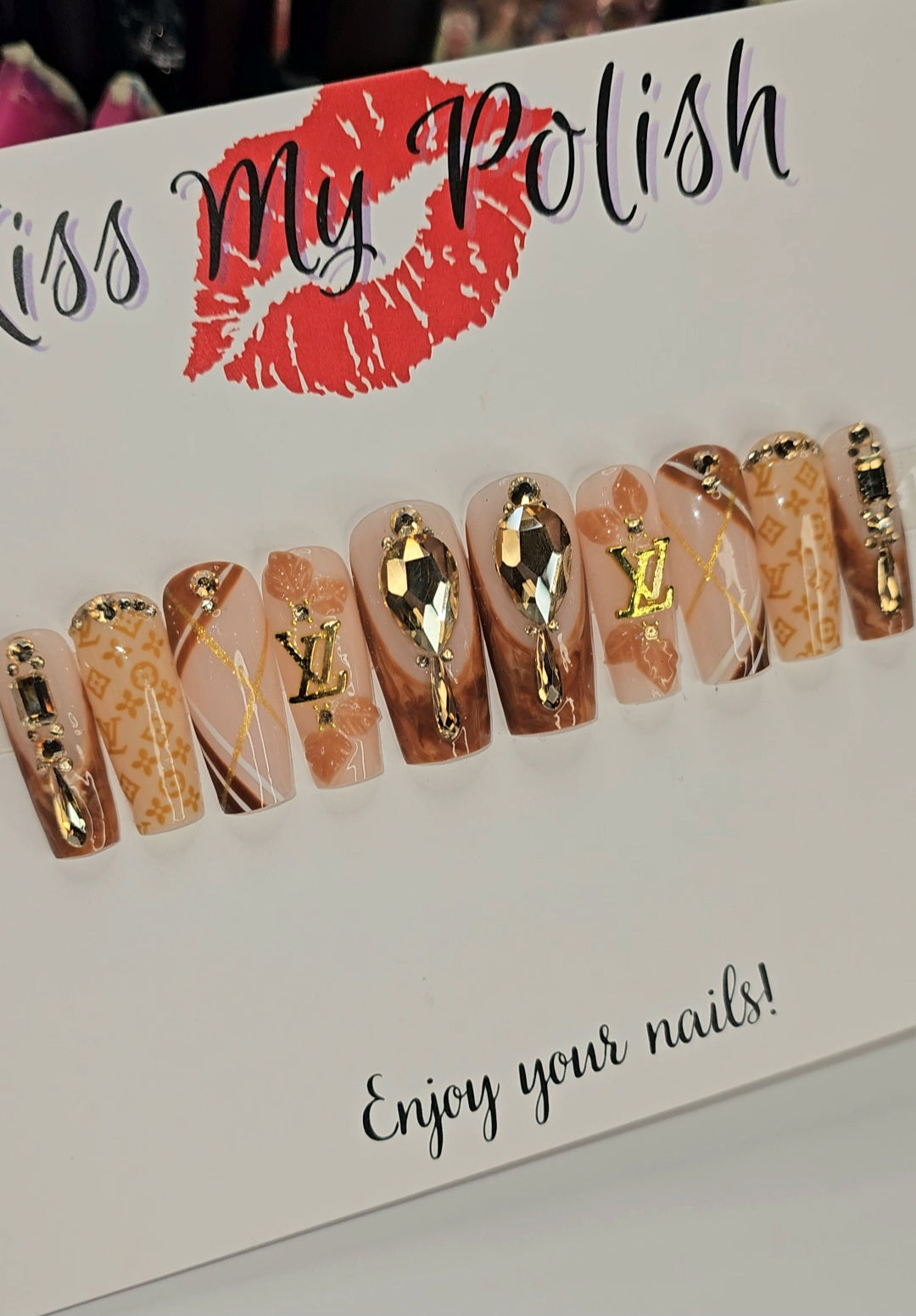 Get trendy with Gold Mine - press on nails available at Kiss My Polish.