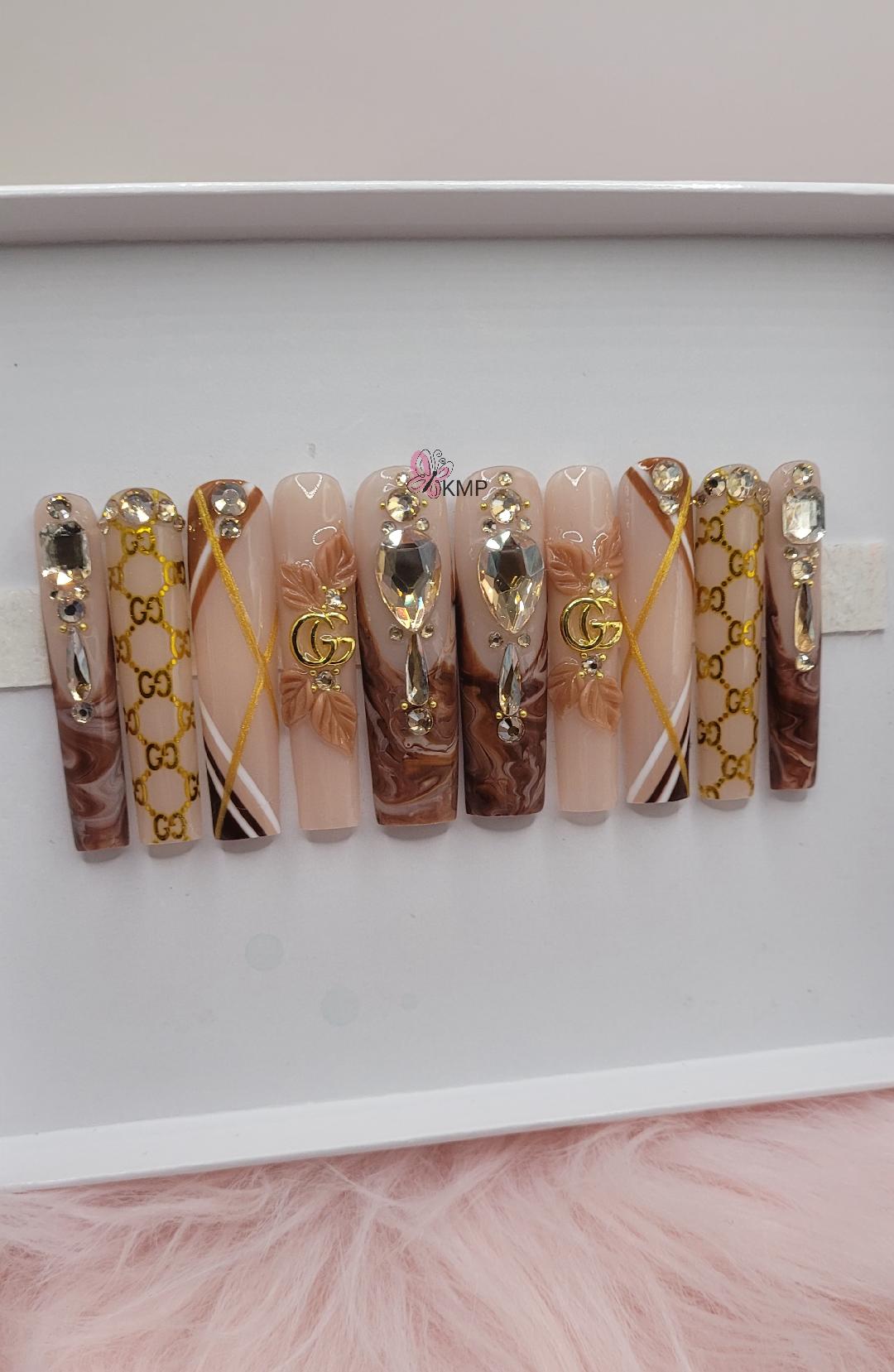 Get trendy with Gold Mine - press on nails available at Kiss My Polish.