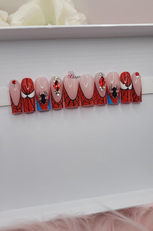 Get trendy with Spidey - press on nails available at Kiss My Polish.