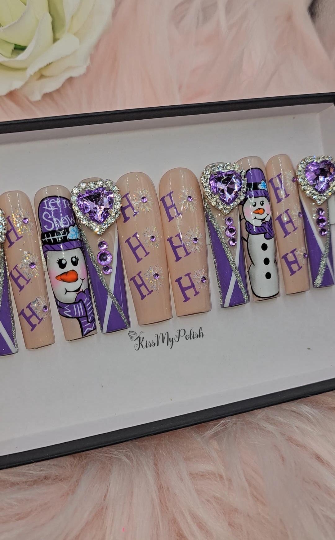 Get trendy with Snow Girl - press on nails available at Kiss My Polish.